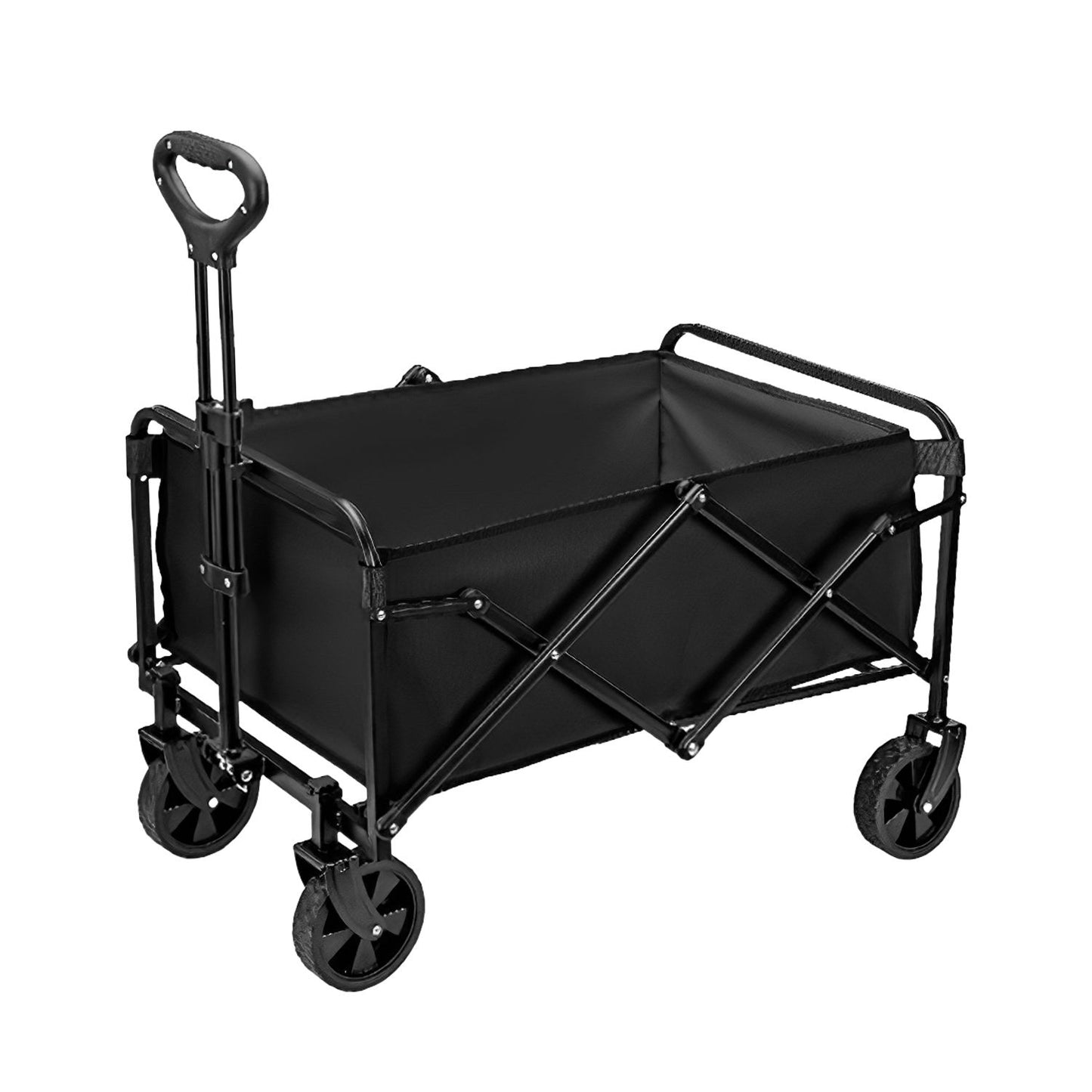 5in Wheel No Brake 100L Collapsible Folding Wagon Cart With Adjustable Handle 220LBS Load Capacity Heavy Duty Foldable Utility Outdoor Wagon For Camping Shopping Garden
